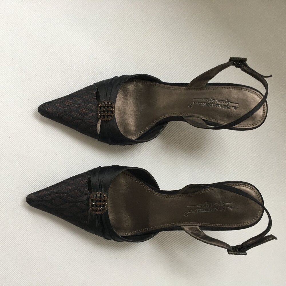 A. Marinelli Special Effects Brown Brocade Sling back Heels   Size 7.5M